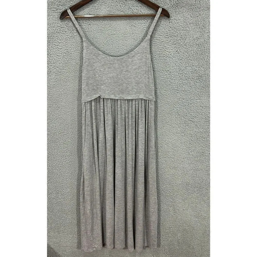 LOFT womens dress XS gray sleeveless midi sundress casual stretch‎ resort vaca